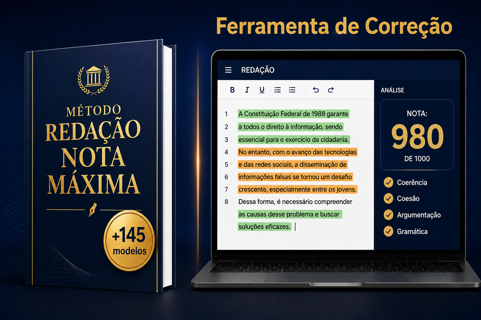 Método Redação Nota Máxima + Corretor de Redação — 2 produtos em 1
